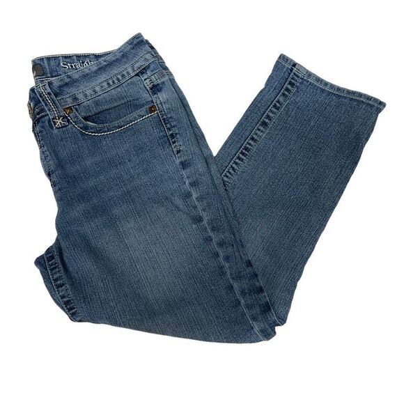 Jordache Jeans Cropped Straight Blue Denim 5 Pocket Zip Button Closure Size 8 - Picture 9 of 14